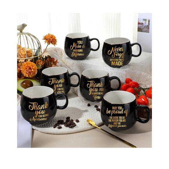 Tioncy 12 Set Employee Appreciation Gifts 12oz Ceramic Coffee Mugs w/Spoons NEW - Picture 5 of 6